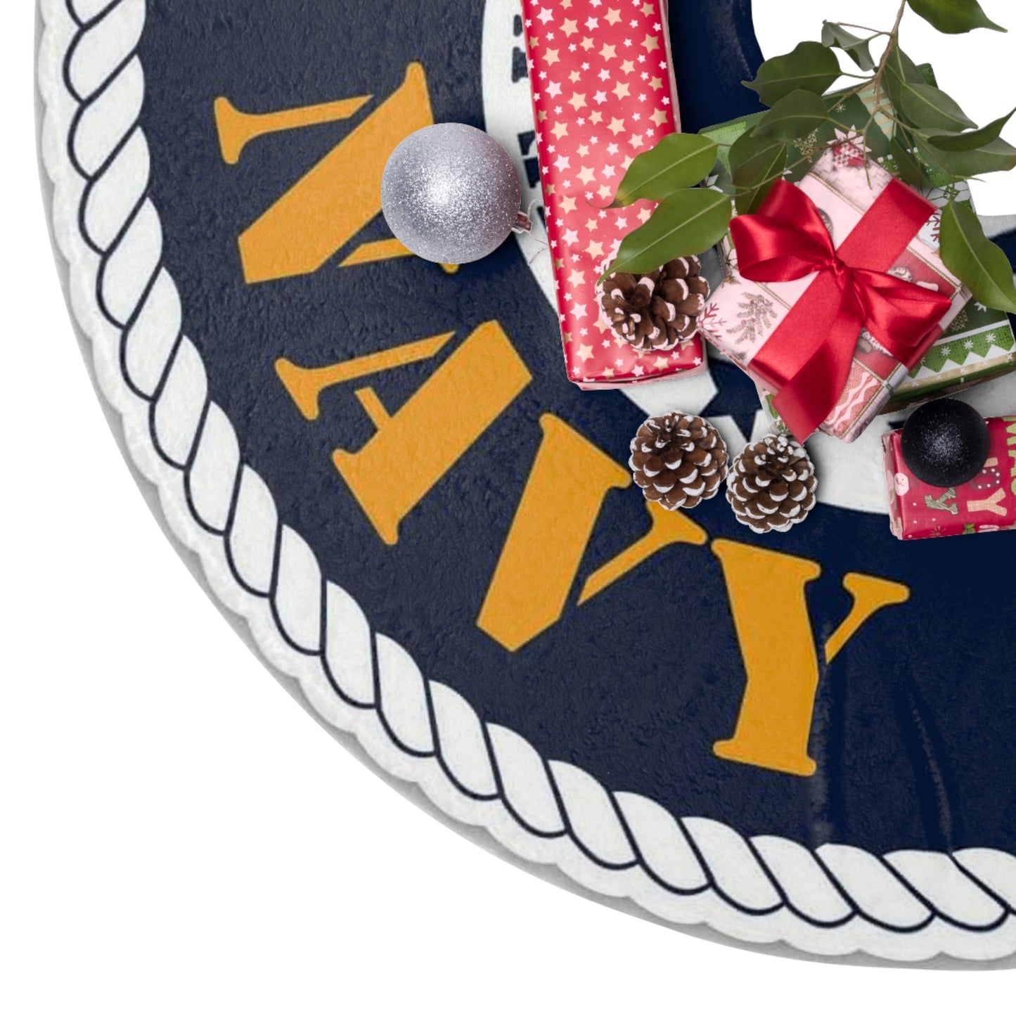 Proud Navy Mom Christmas Tree Skirts