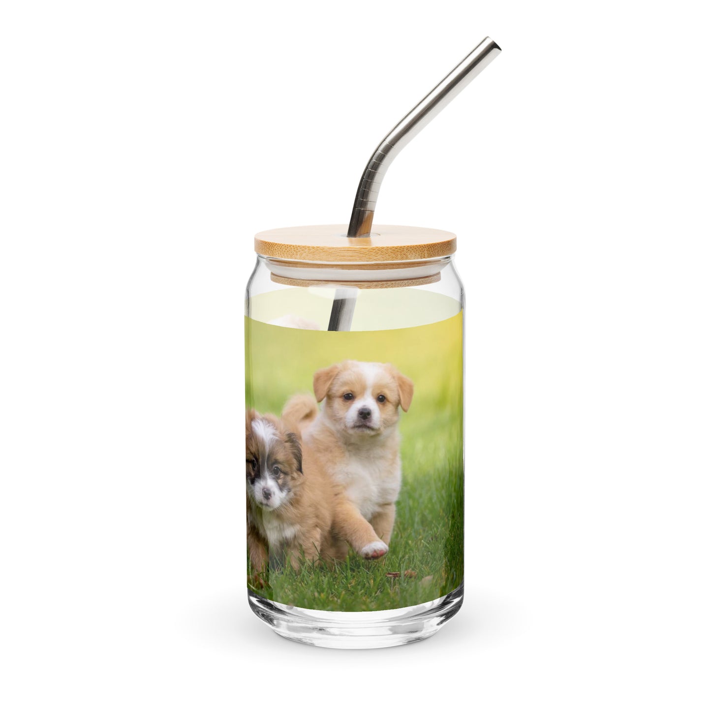 Cute Puppies Can-shaped glass