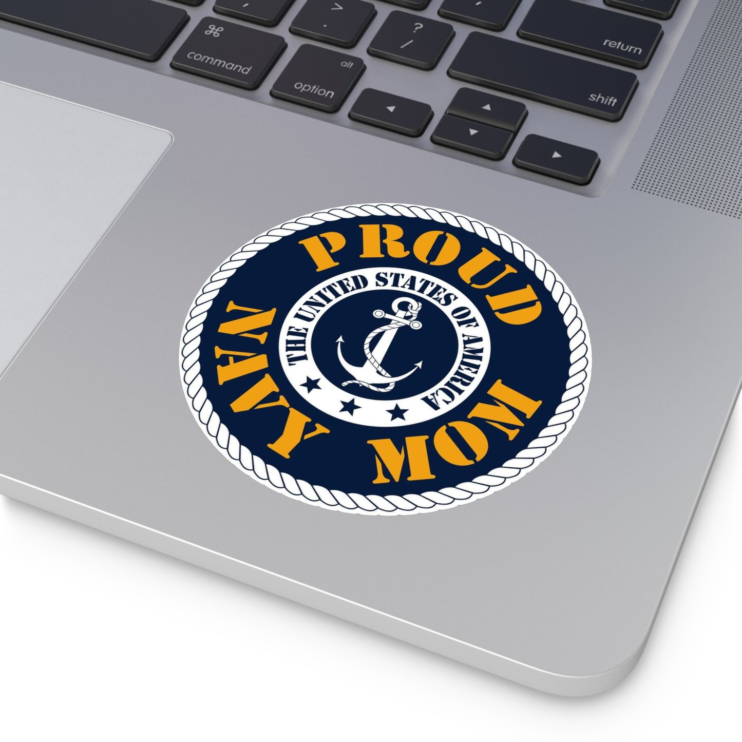 Proud Navy Mom Round Vinyl Stickers