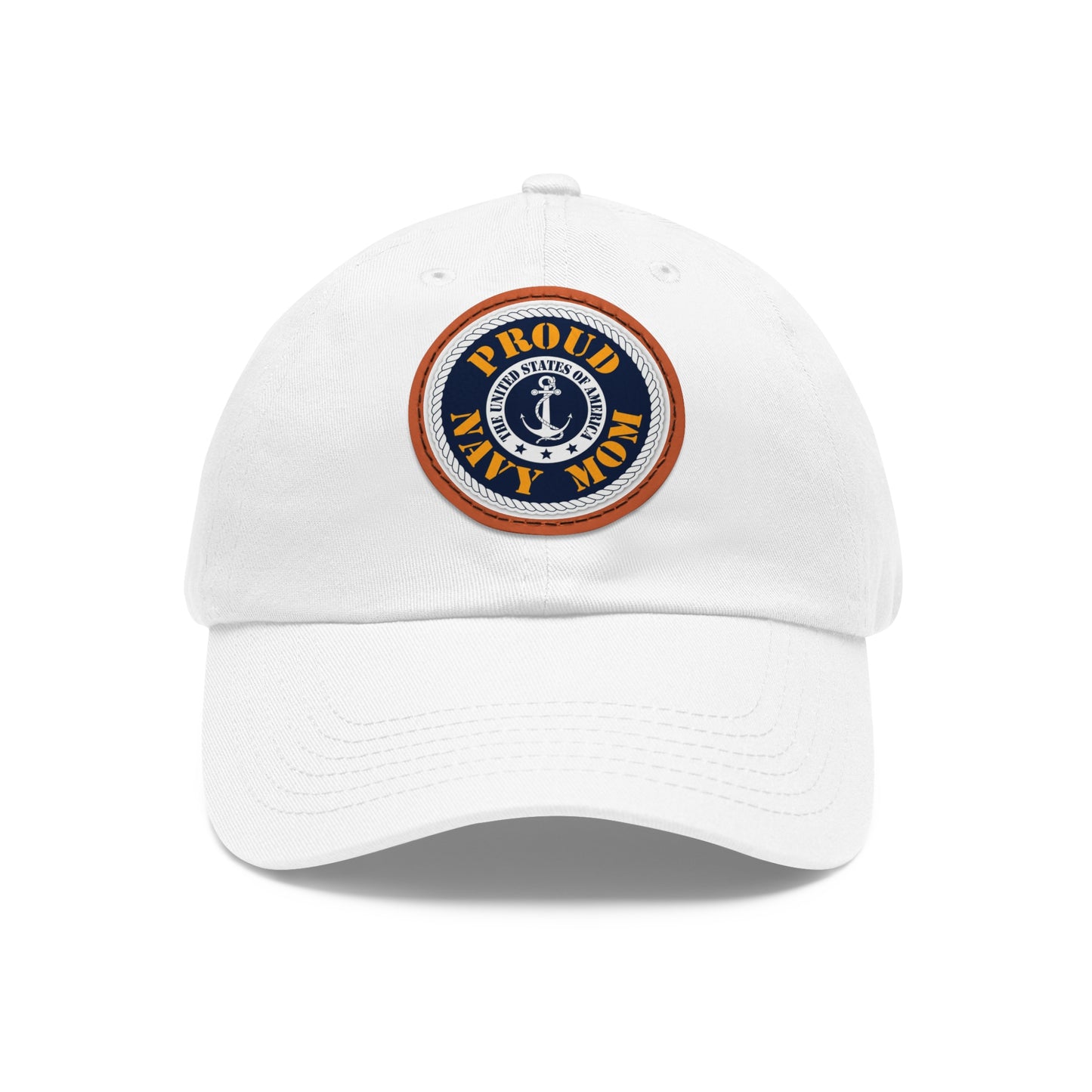 Proud Navy Mom Hat with Leather Patch (Round)