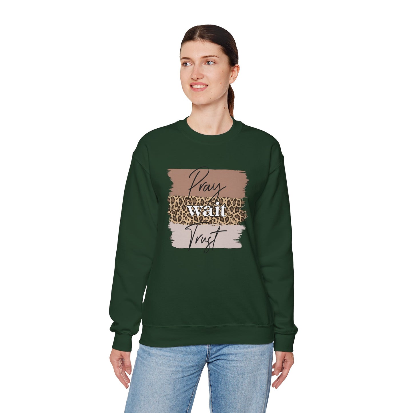 Pray Wait Trust Unisex Crewneck Sweatshirt