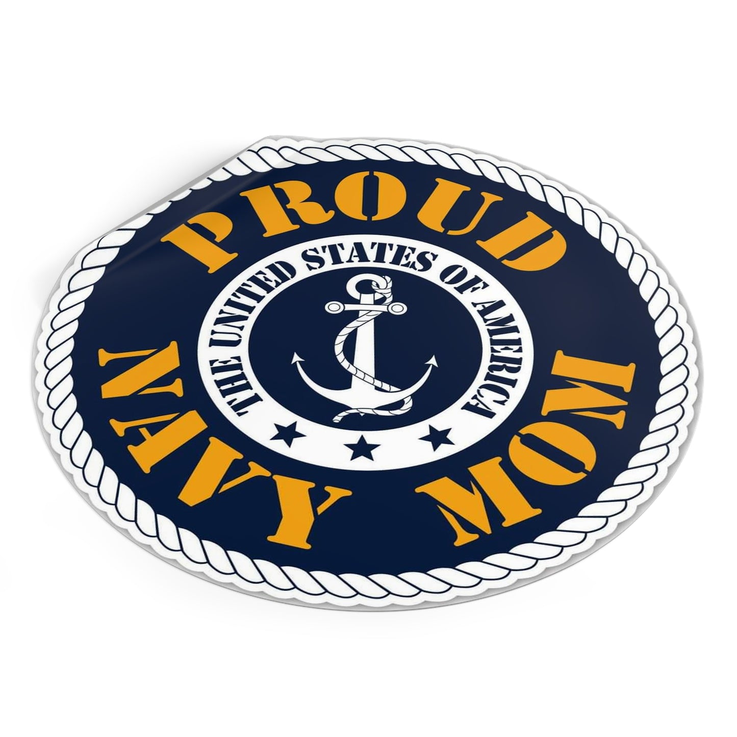 Proud Navy Mom Round Vinyl Stickers