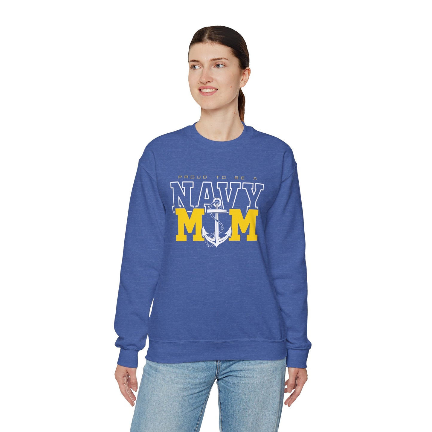 Proud Navy Mom Crewneck Sweatshirt