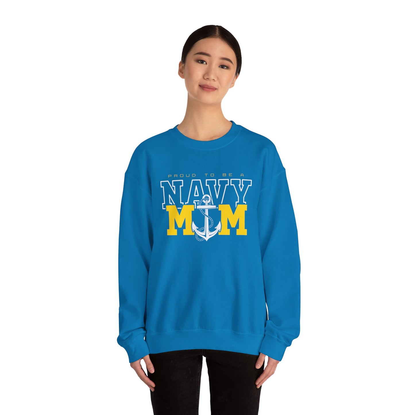 Proud Navy Mom Crewneck Sweatshirt