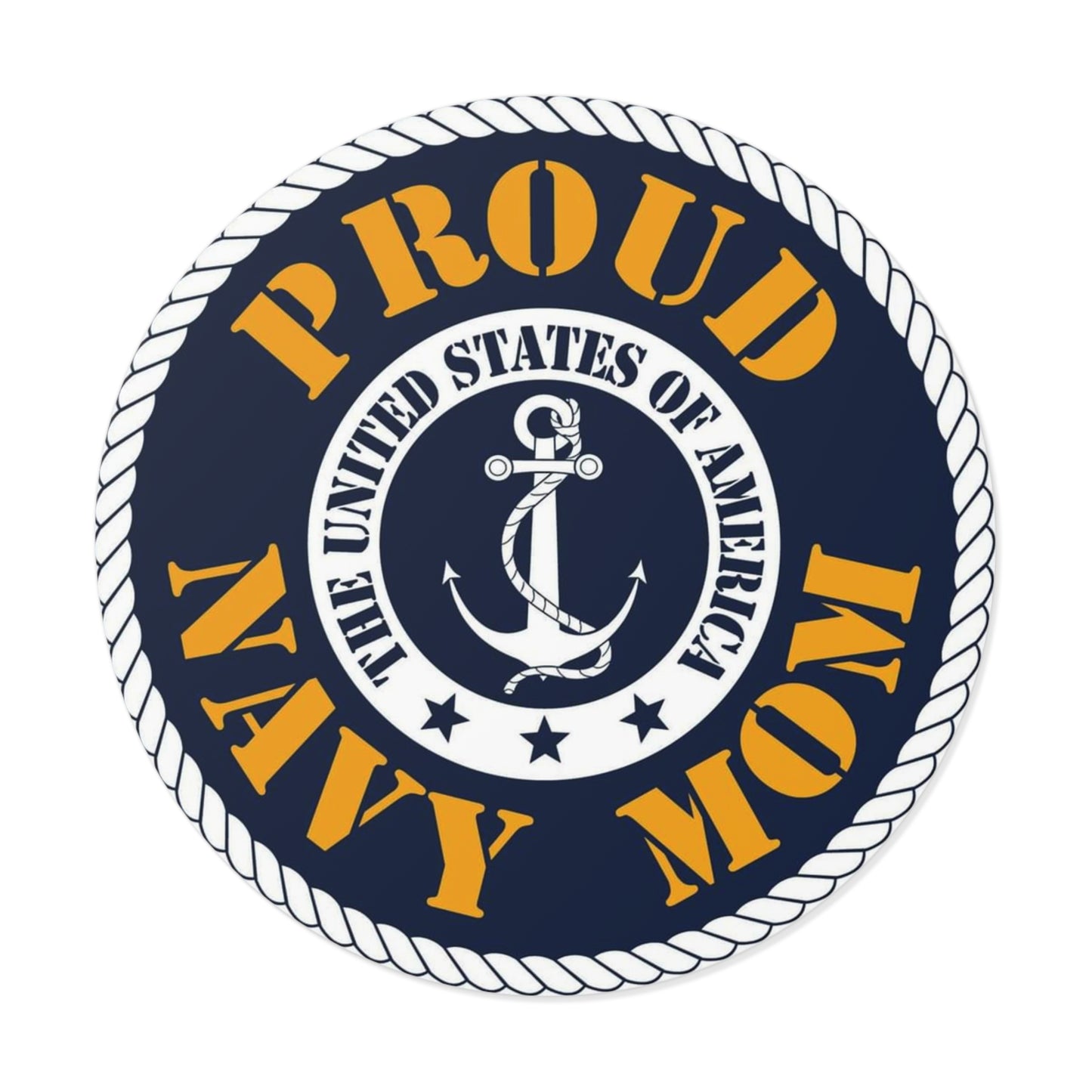 Proud Navy Mom Round Vinyl Stickers