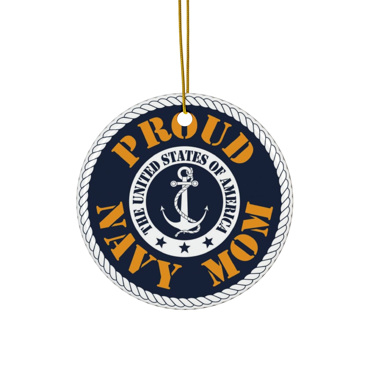 Proud Navy Mom Ceramic Ornaments, 2-Side Print, (1pc, 3pcs, 5pcs, 10pcs)