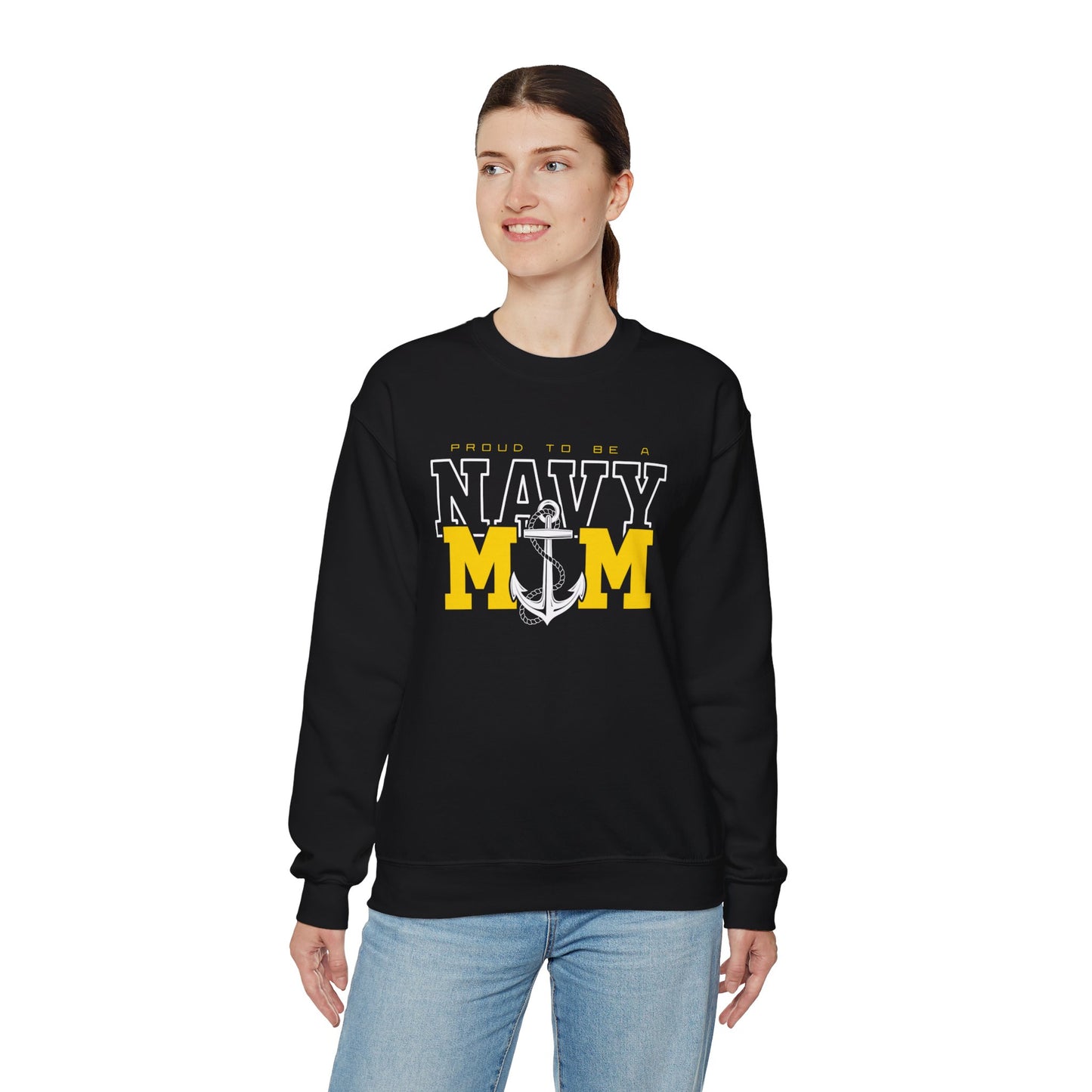 Proud Navy Mom Crewneck Sweatshirt