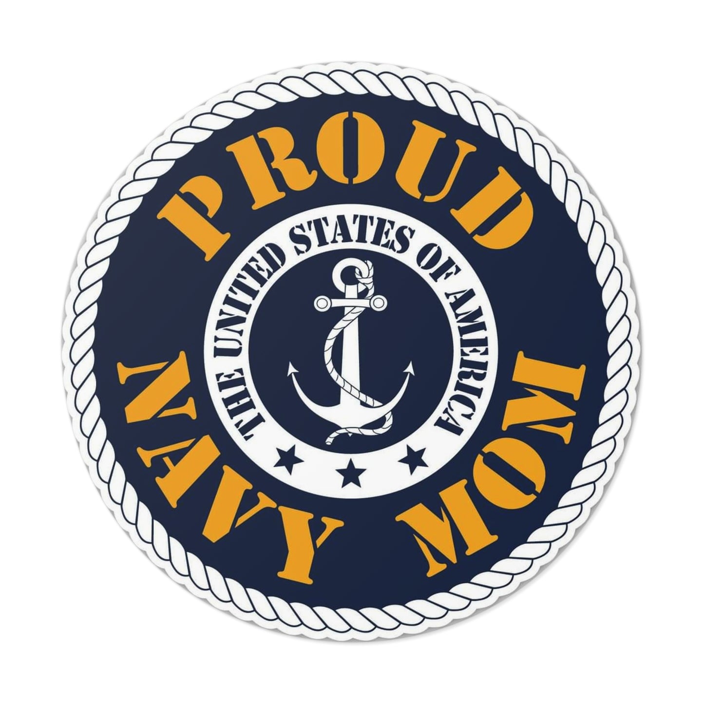 Proud Navy Mom Round Vinyl Stickers