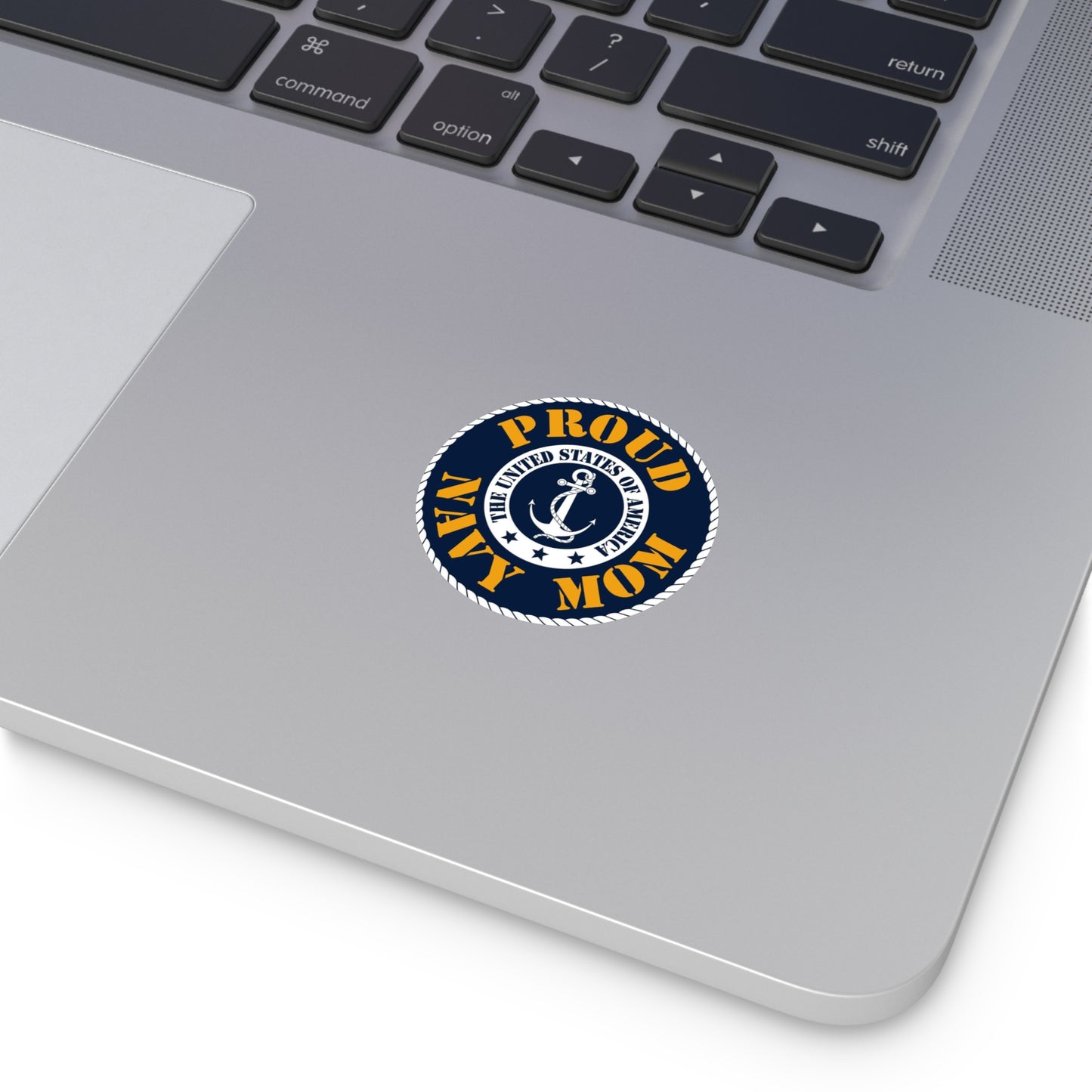 Proud Navy Mom Round Vinyl Stickers