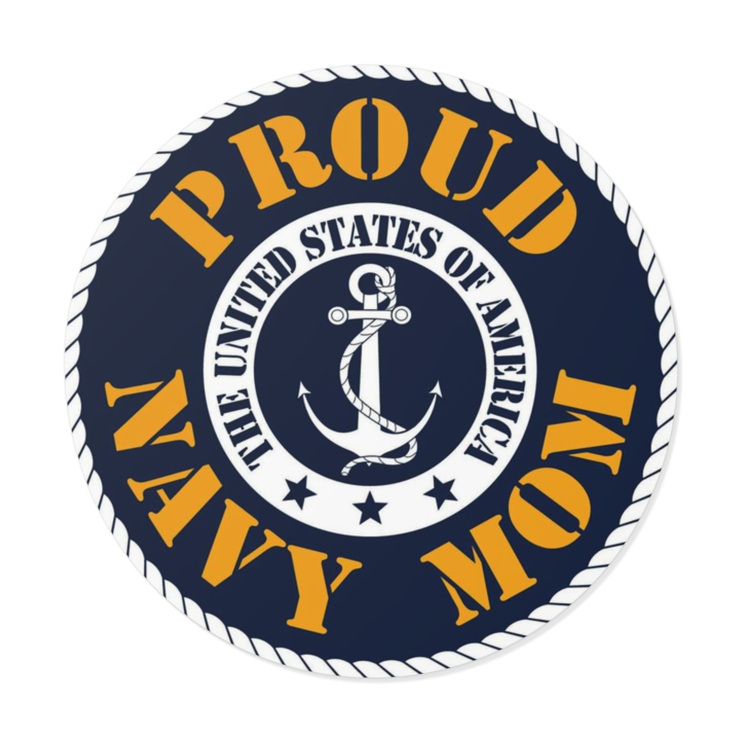 Proud Navy Mom Round Vinyl Stickers