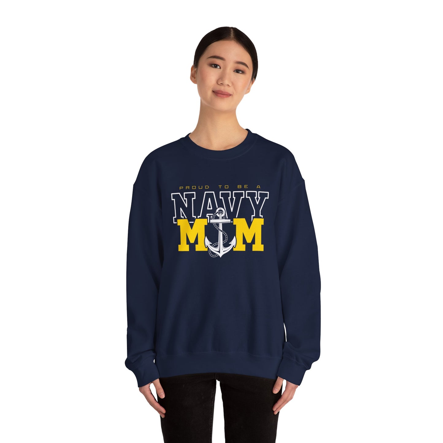 Proud Navy Mom Crewneck Sweatshirt