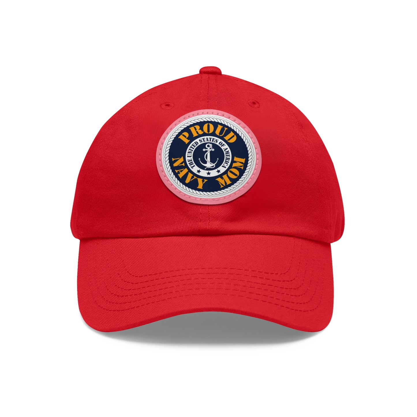 Proud Navy Mom Hat with Leather Patch (Round)