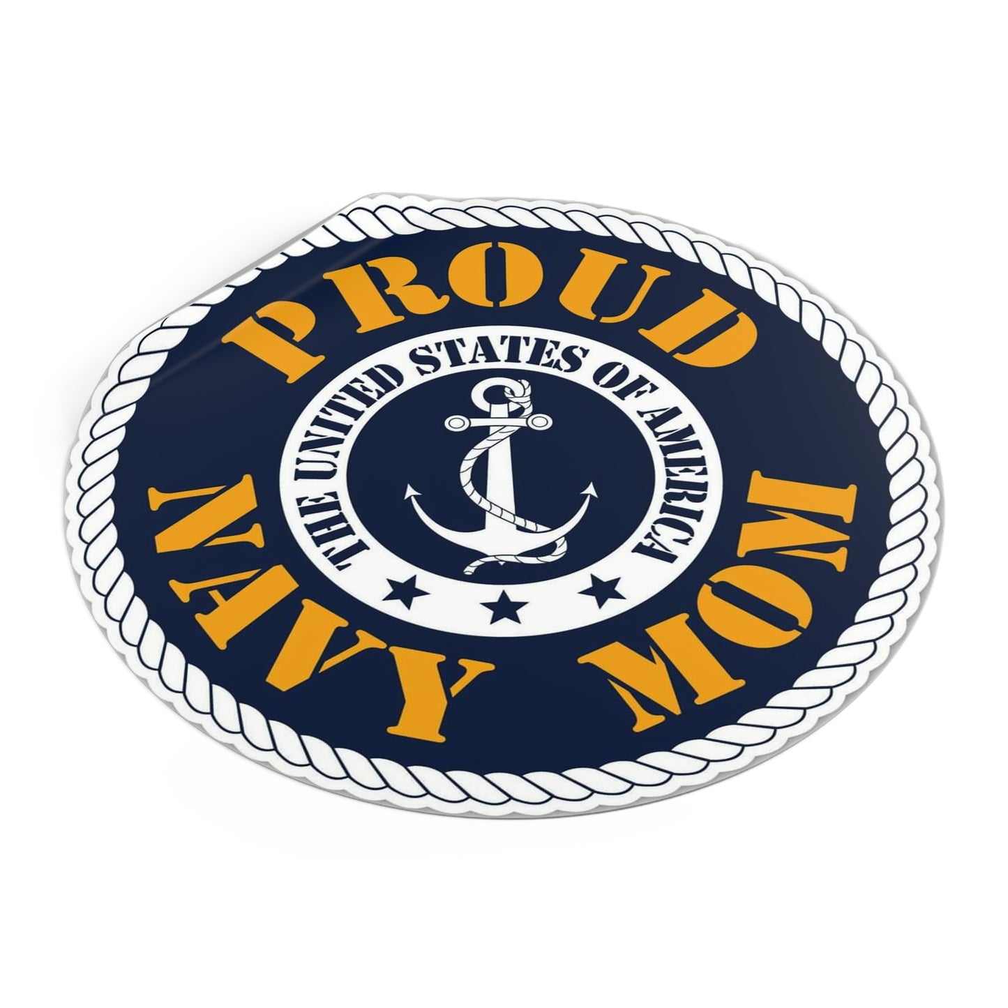 Proud Navy Mom Round Vinyl Stickers