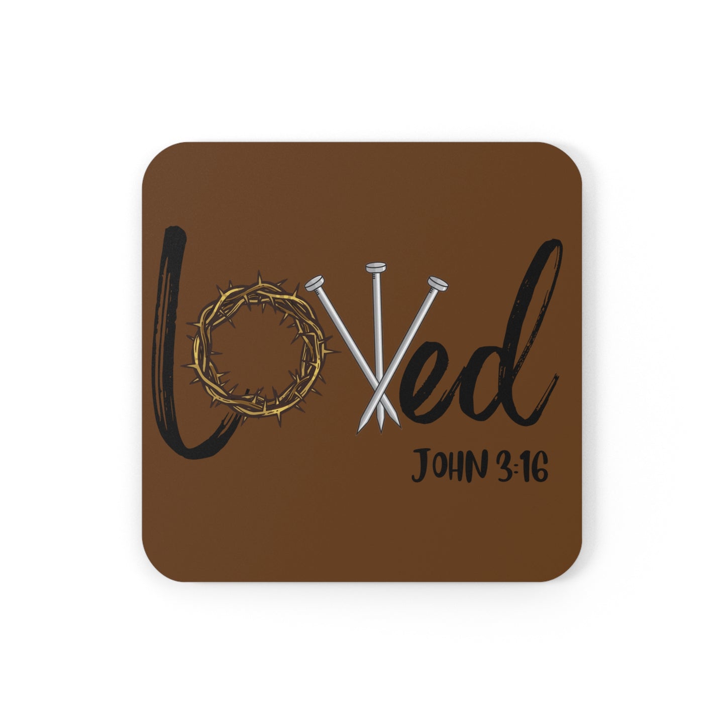 Loved John 3:16 Corkwood Coaster Set