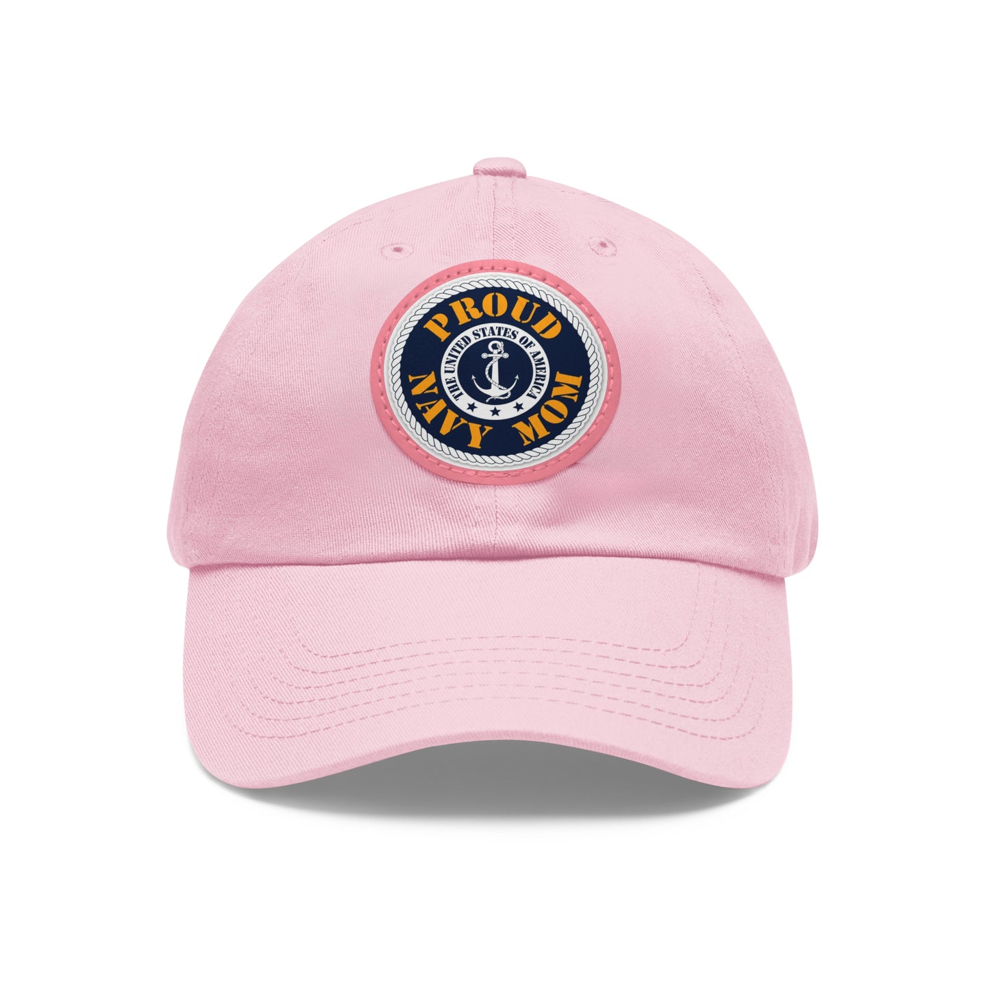 Proud Navy Mom Hat with Leather Patch (Round)