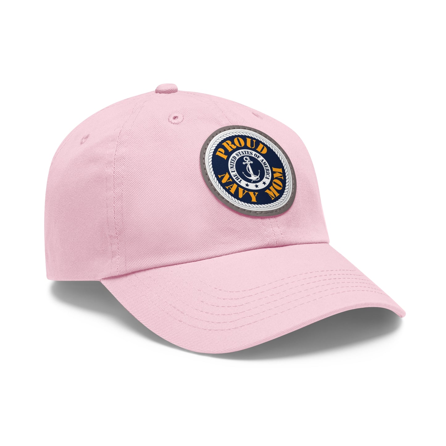 Proud Navy Mom Hat with Leather Patch (Round)