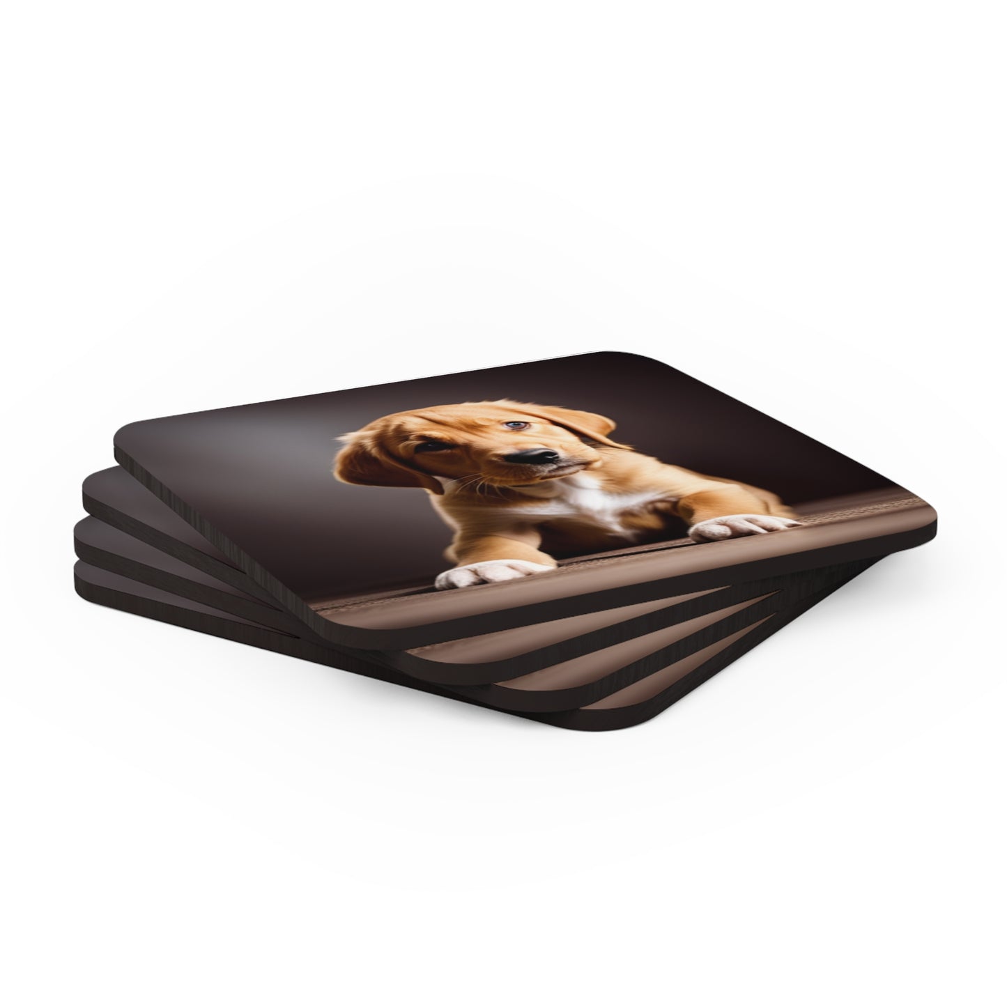 Cut Puppy Corkwood Coaster Set