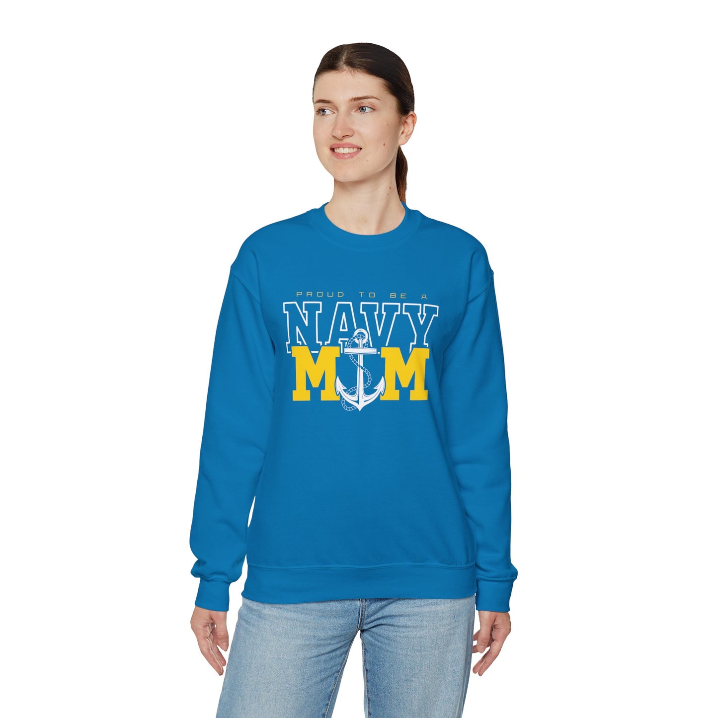 Proud Navy Mom Crewneck Sweatshirt