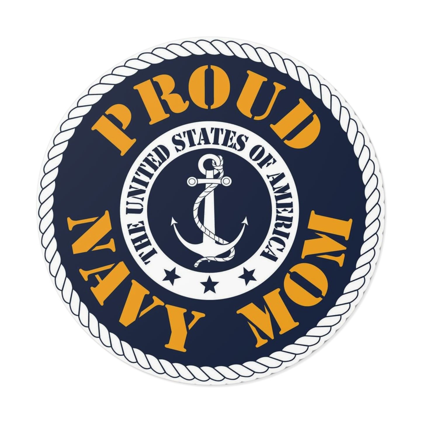 Proud Navy Mom Round Vinyl Stickers