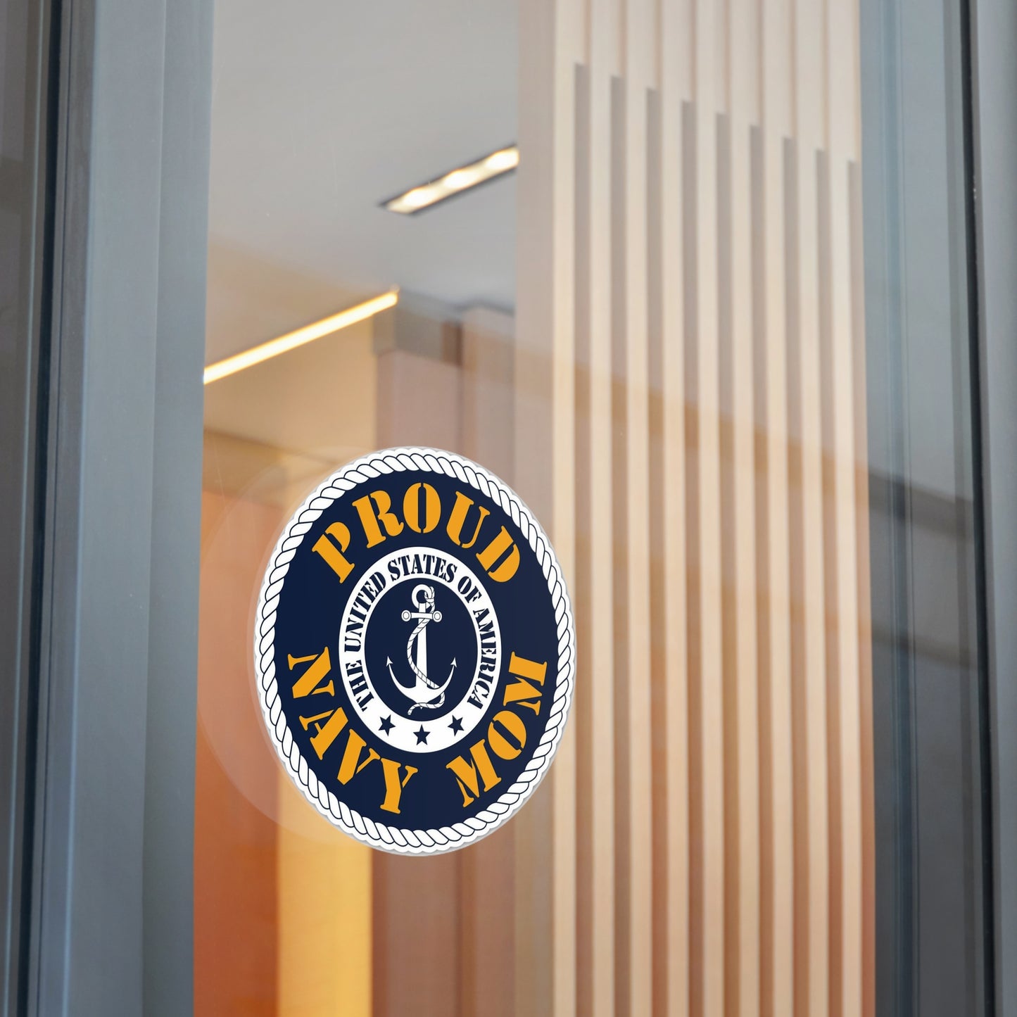 Proud Navy Mom Round Vinyl Stickers