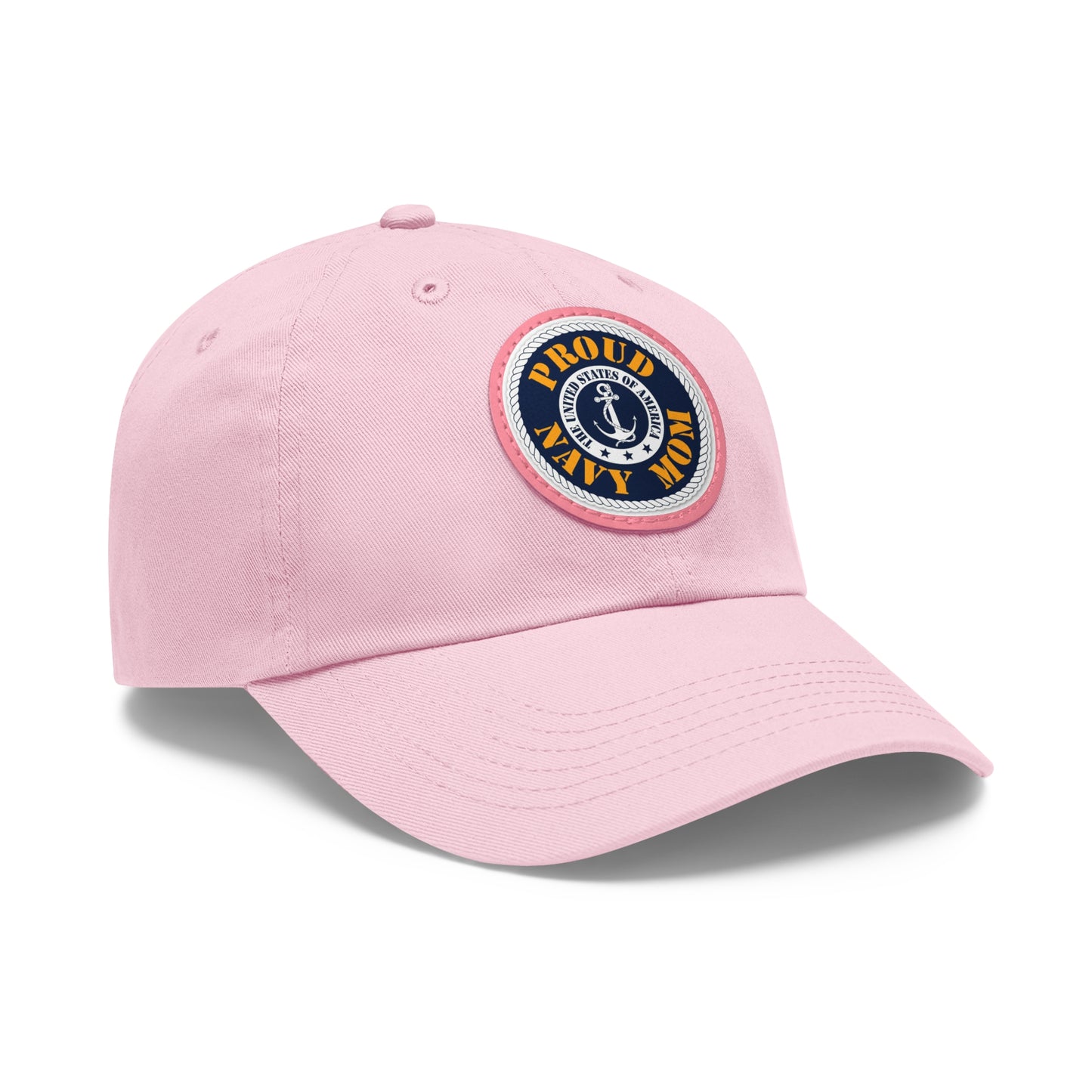 Proud Navy Mom Hat with Leather Patch (Round)