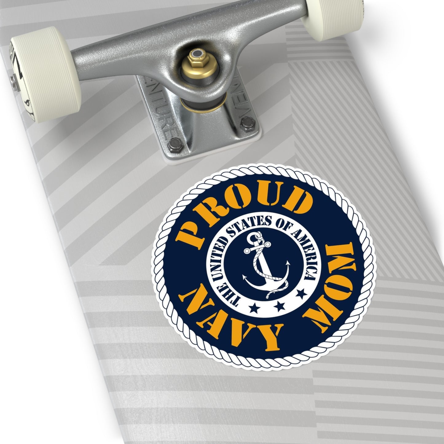 Proud Navy Mom Round Vinyl Stickers