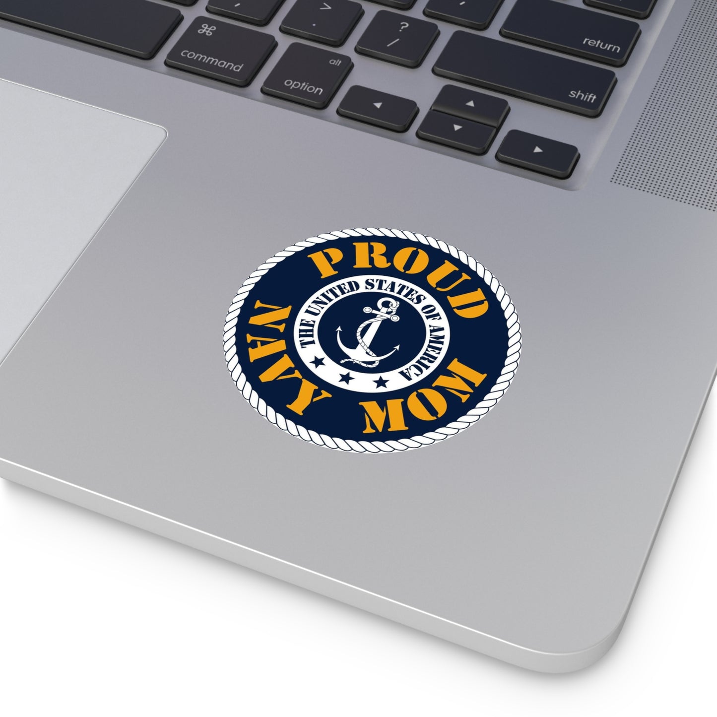 Proud Navy Mom Round Vinyl Stickers