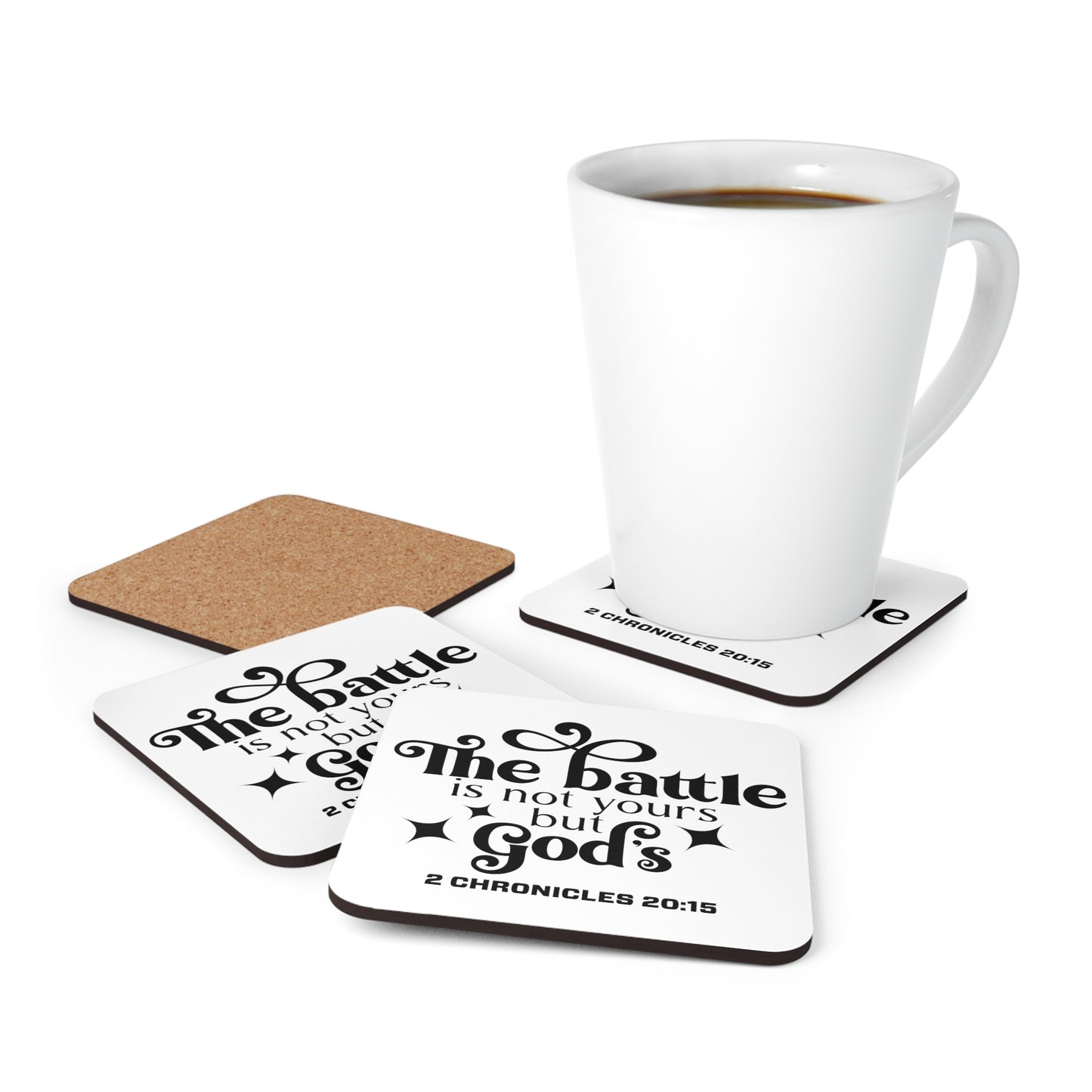 The Battle Is Not Yours But Gods Corkwood Coaster Set