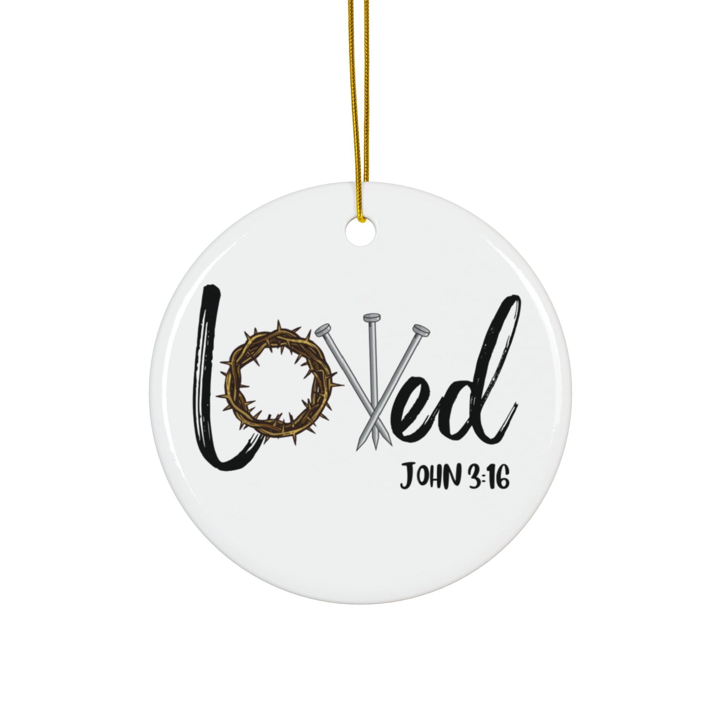 Loved John 3:16 Ceramic Ornaments, 2-Side Print, (1pc, 3pcs, 5pcs, 10pcs)