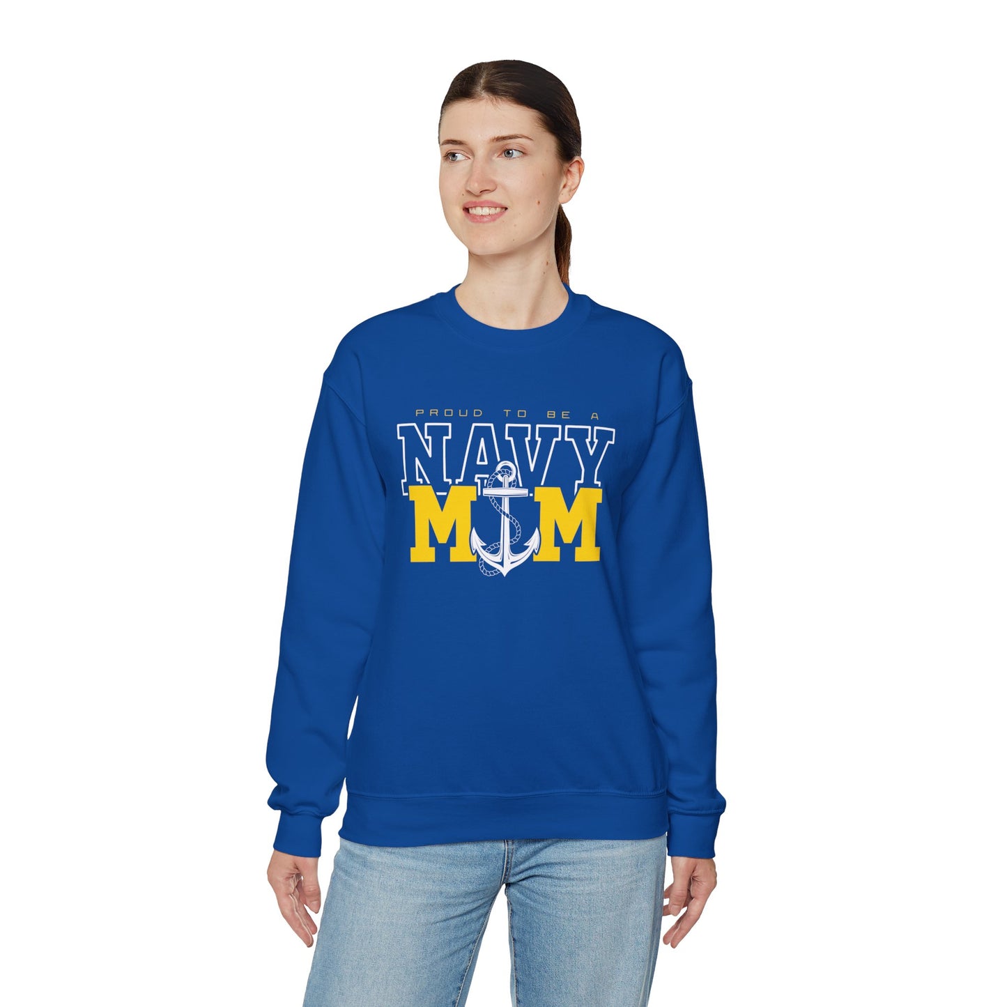 Proud Navy Mom Crewneck Sweatshirt