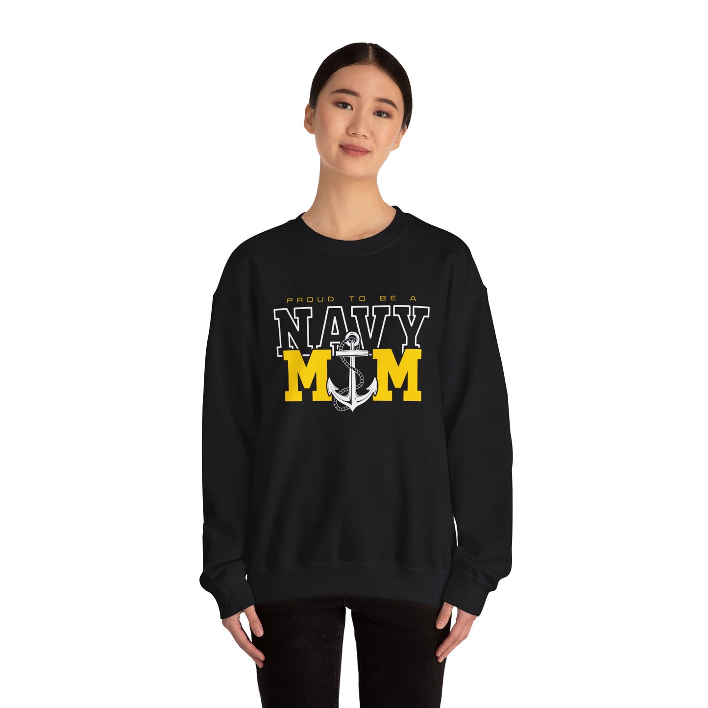 Proud Navy Mom Crewneck Sweatshirt