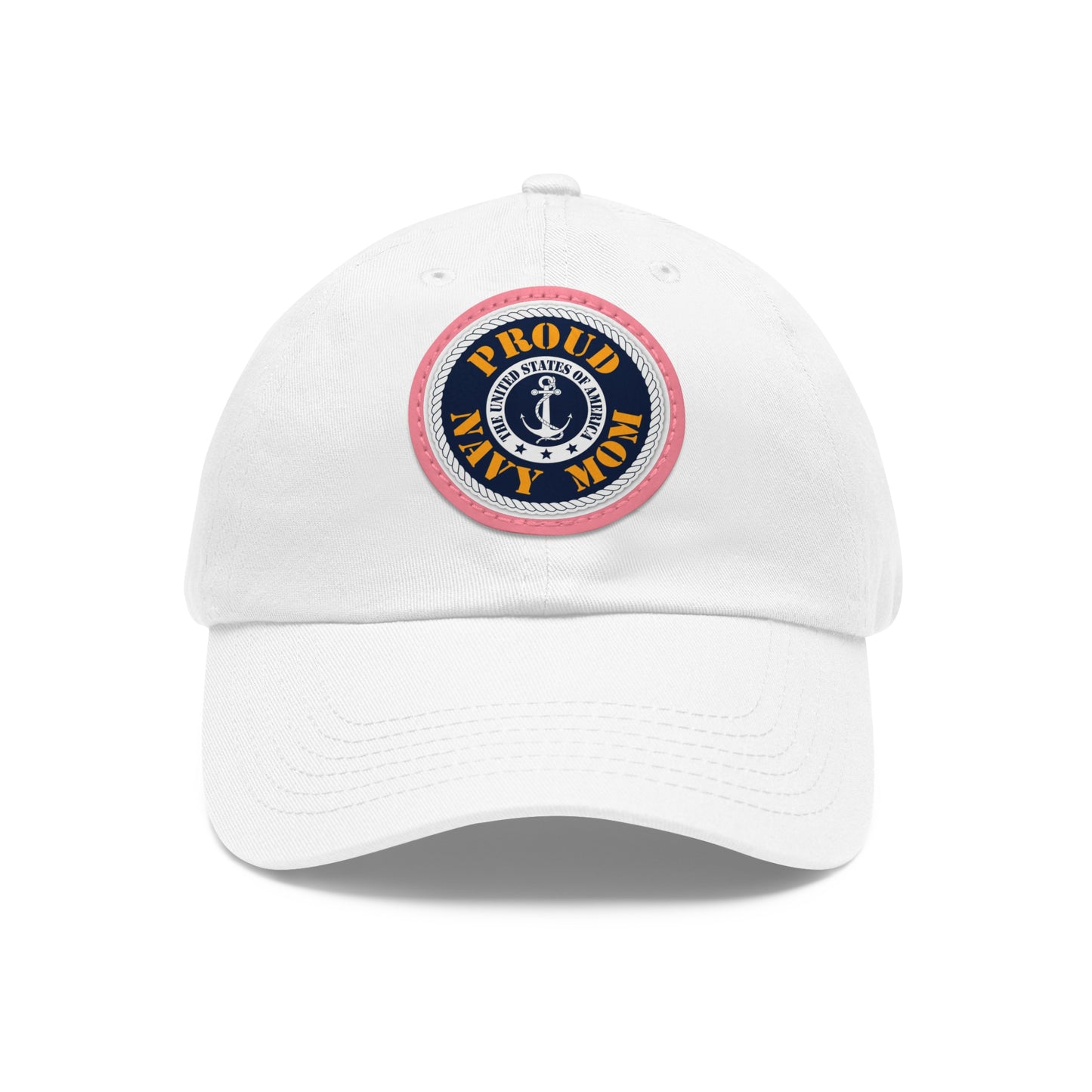 Proud Navy Mom Hat with Leather Patch (Round)