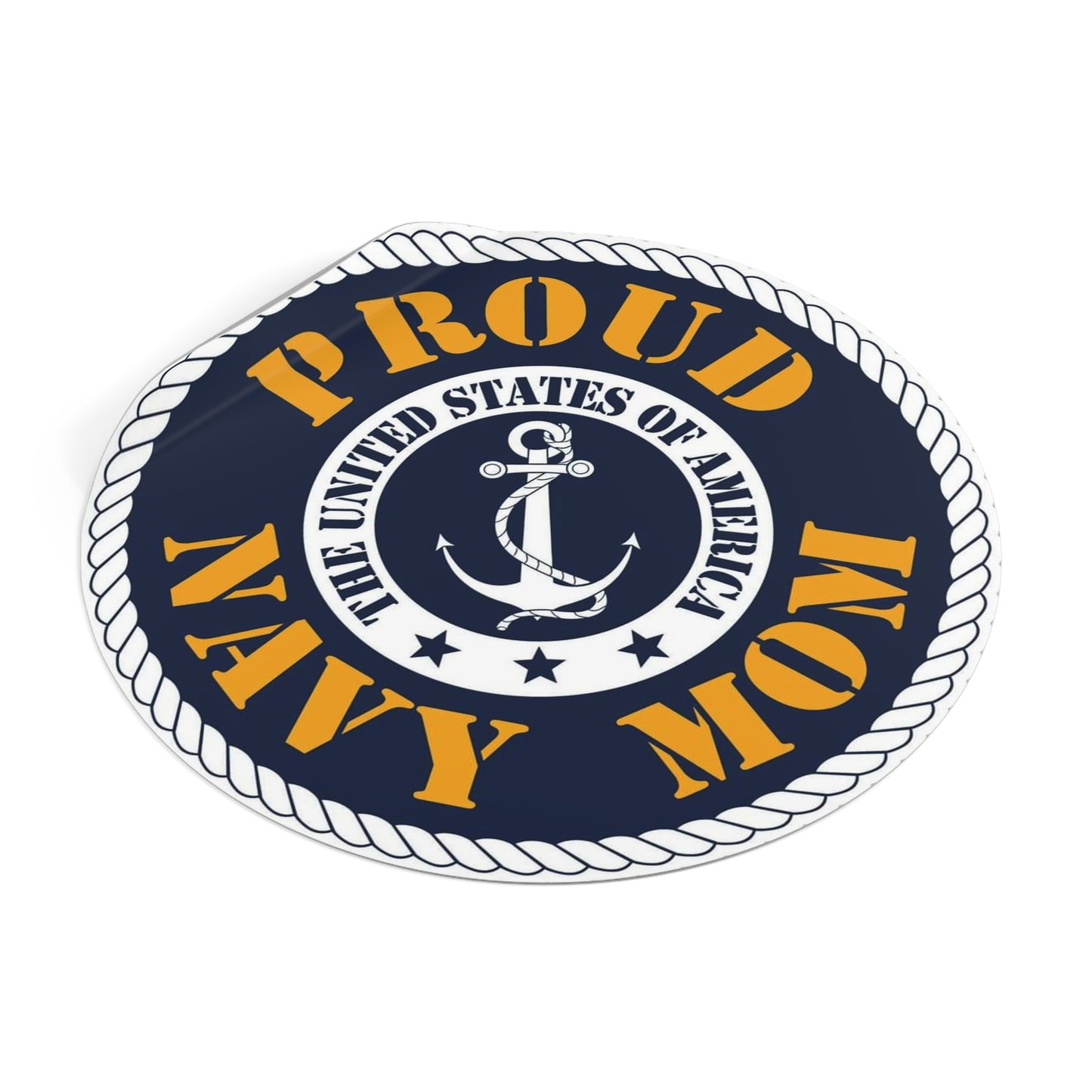 Proud Navy Mom Round Vinyl Stickers