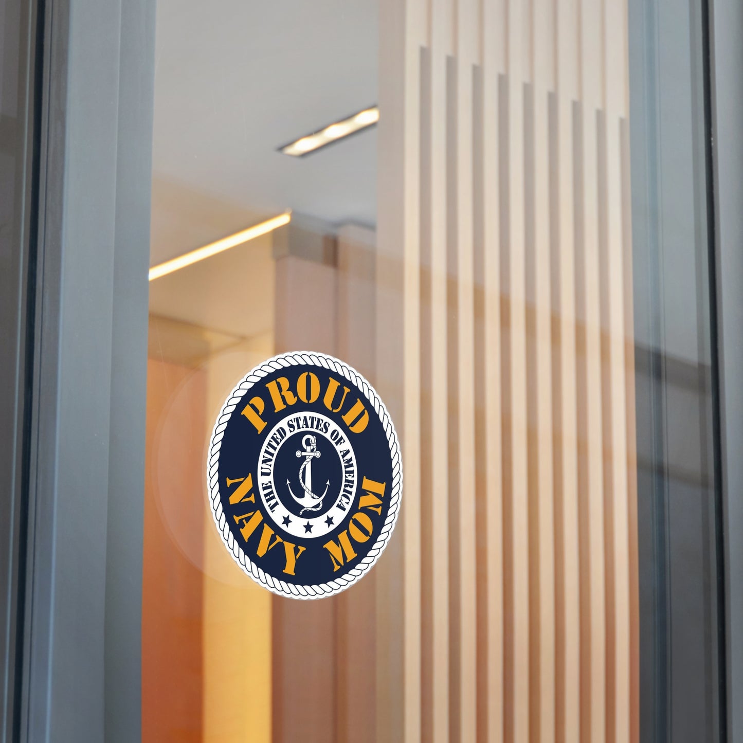 Proud Navy Mom Round Vinyl Stickers