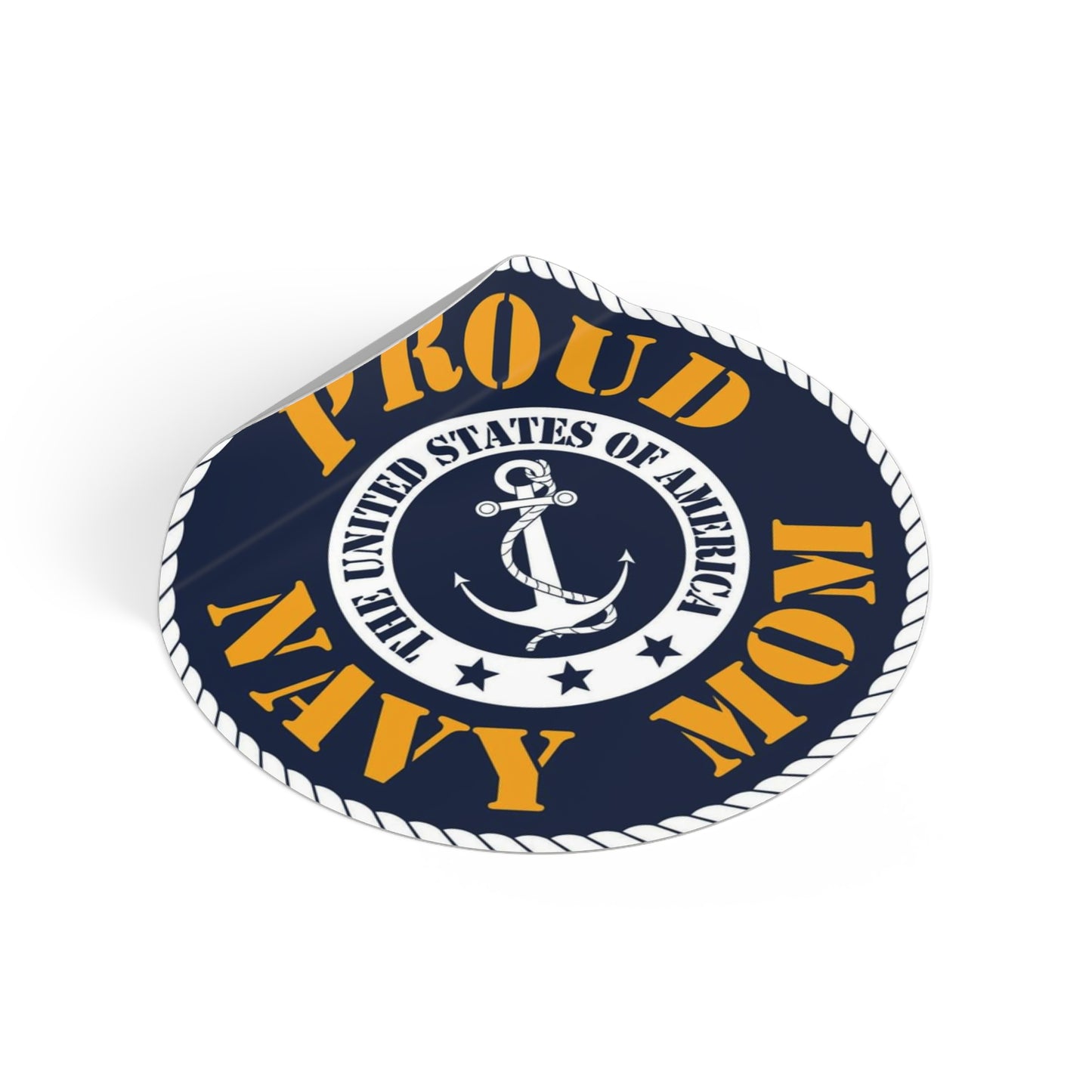 Proud Navy Mom Round Vinyl Stickers