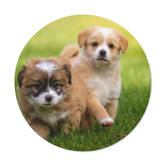 Round Vinyl Stickers  Cute Puppies