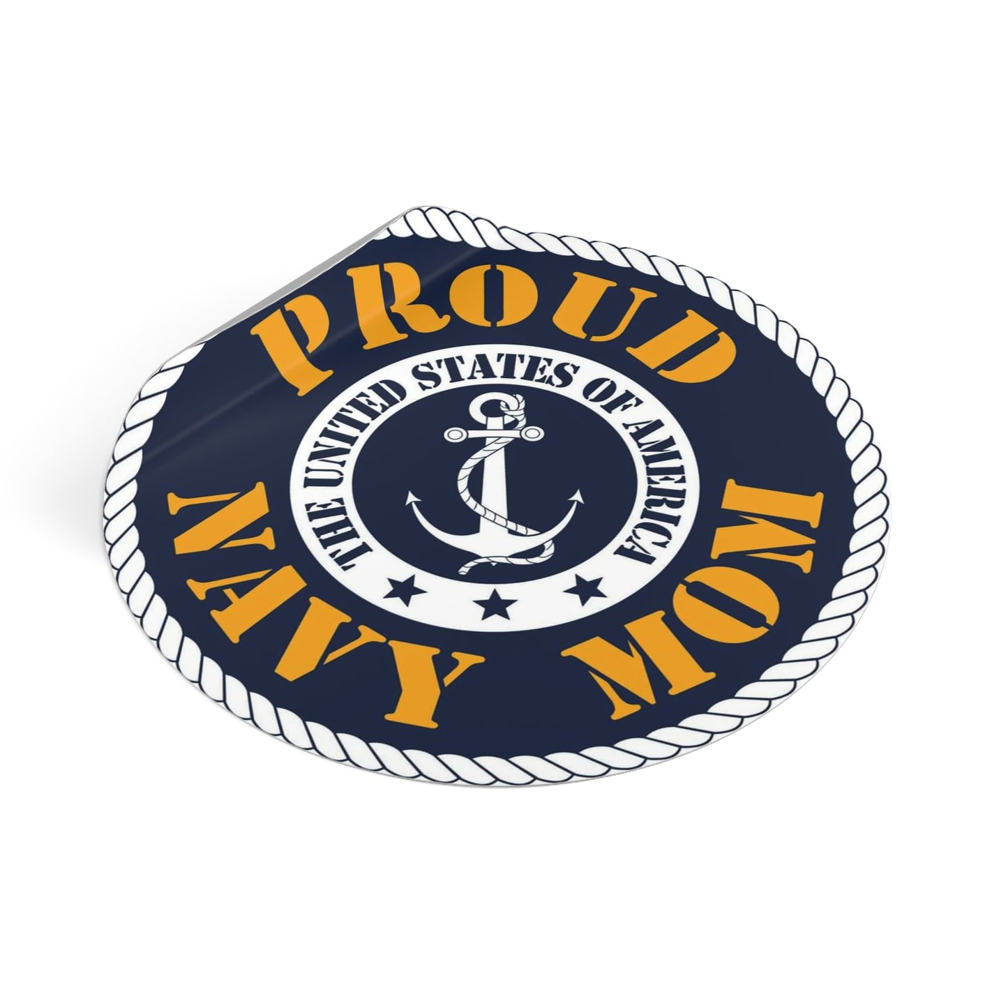 Proud Navy Mom Round Vinyl Stickers