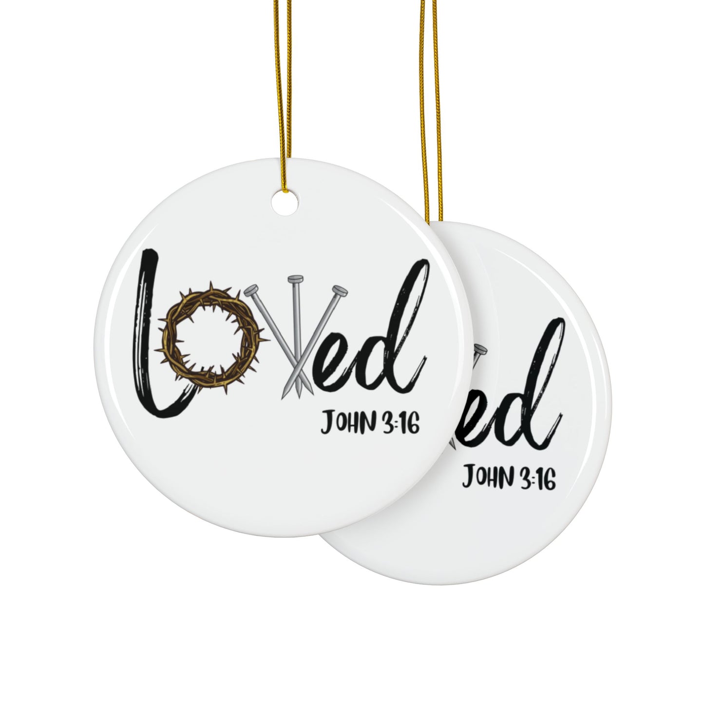 Loved John 3:16 Ceramic Ornaments, 2-Side Print, (1pc, 3pcs, 5pcs, 10pcs)