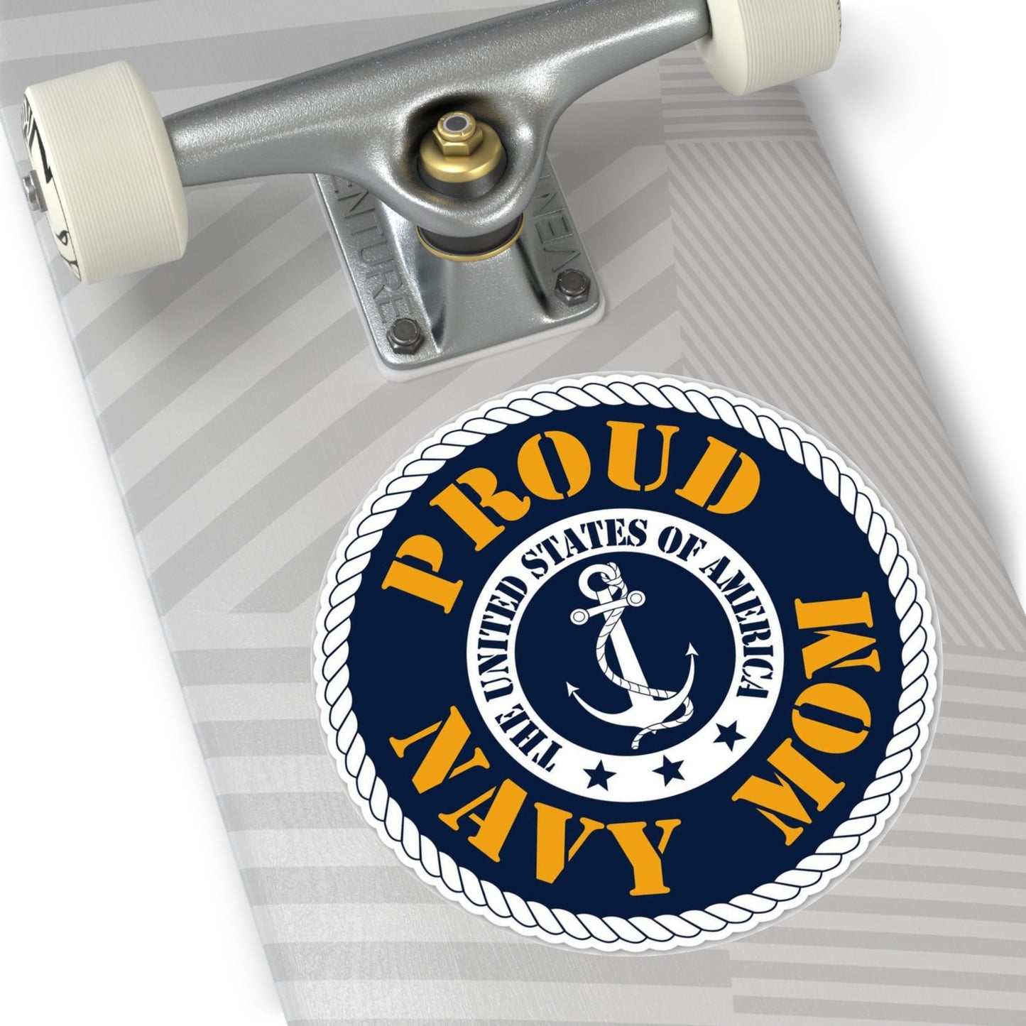 Proud Navy Mom Round Vinyl Stickers