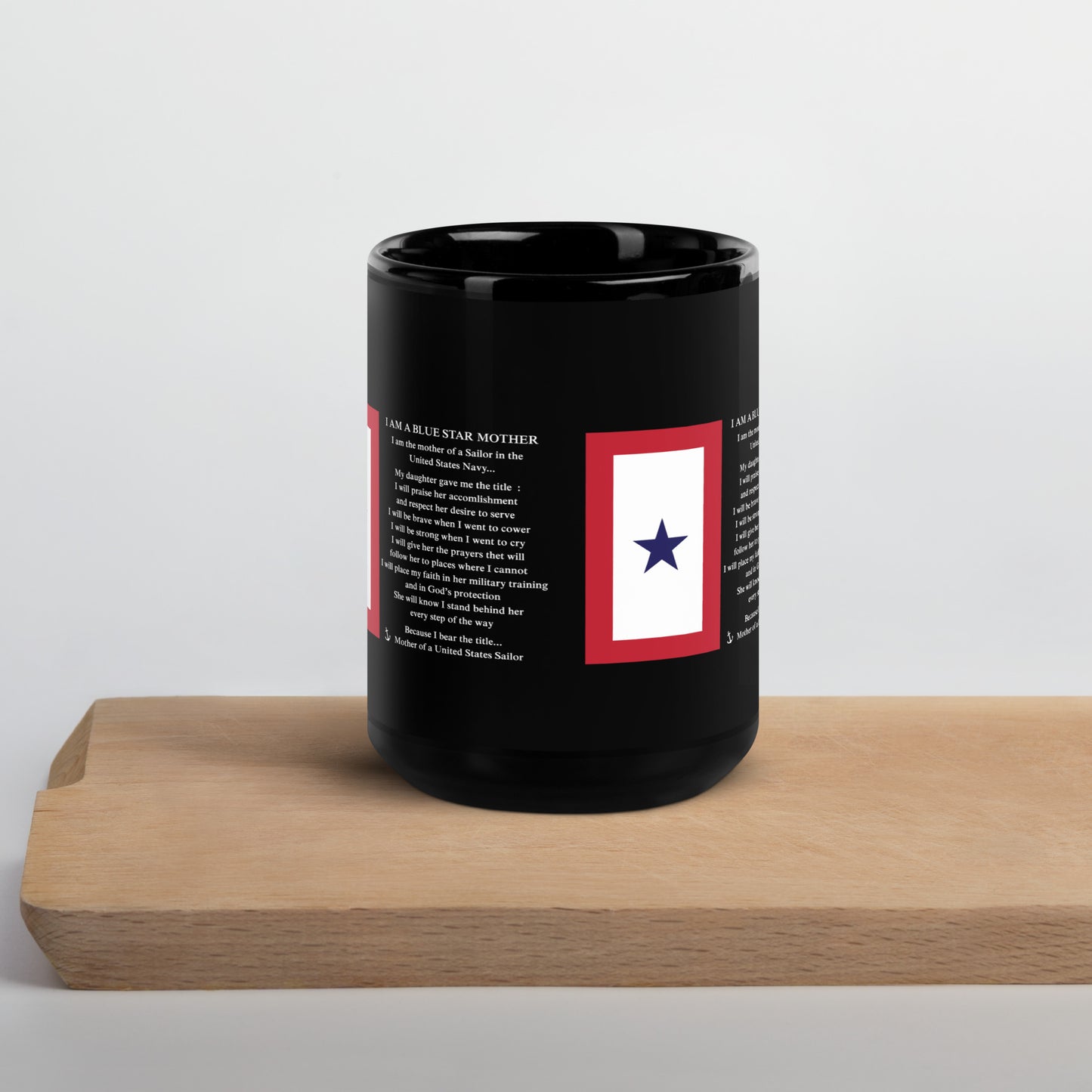 I AM A BLUE STAR MOM Black Glossy Mug