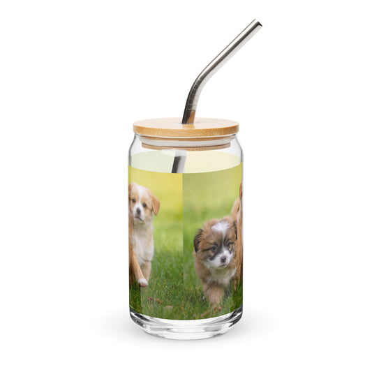 Cute  Puppies Can-shaped glass