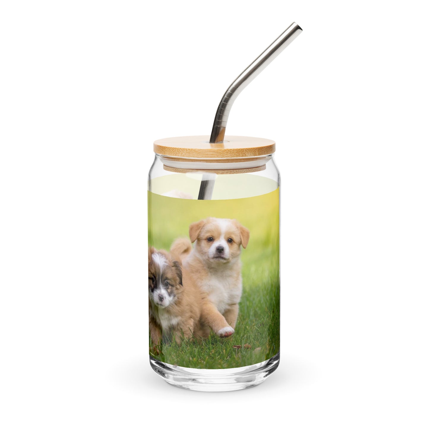 Cute  Puppies Can-shaped glass