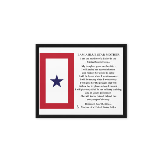 Blue Star Mom Framed canvas  (Navy  Mom)