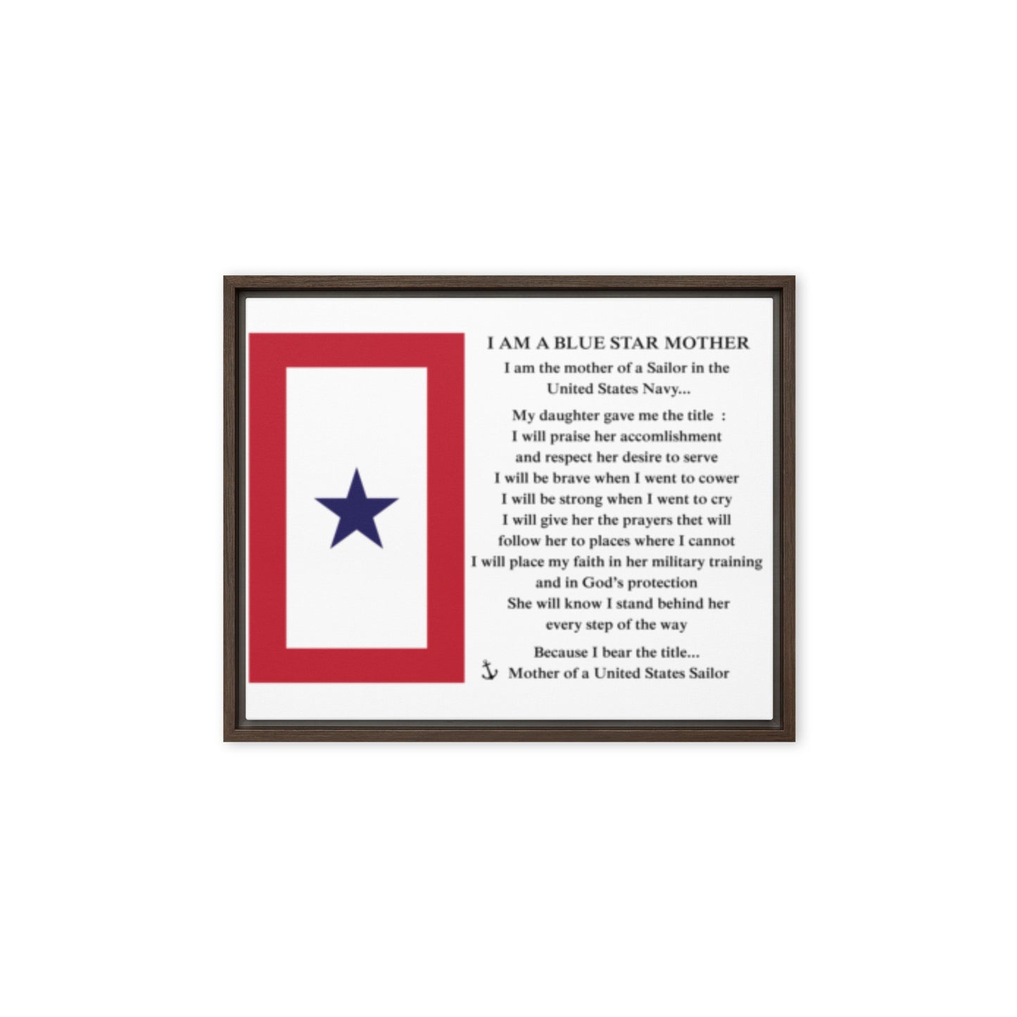 Blue Star Mom Framed canvas  (Navy  Mom)