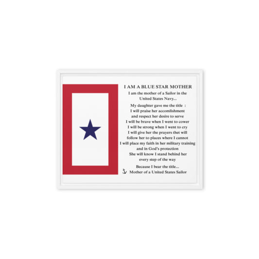 Blue Star Mom Framed canvas (white frame)