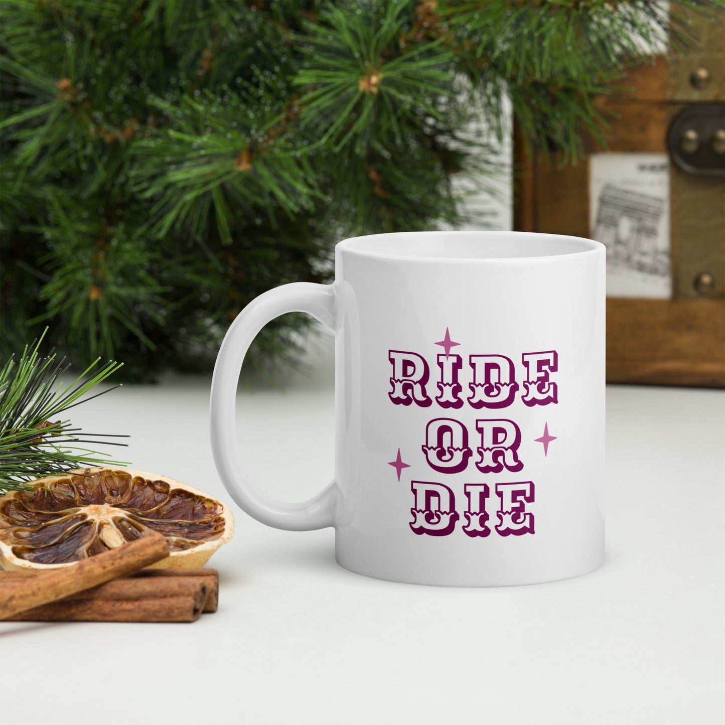 Rid Or Die White glossy mug