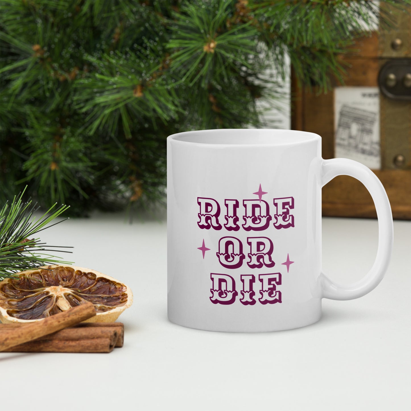 Rid Or Die White glossy mug