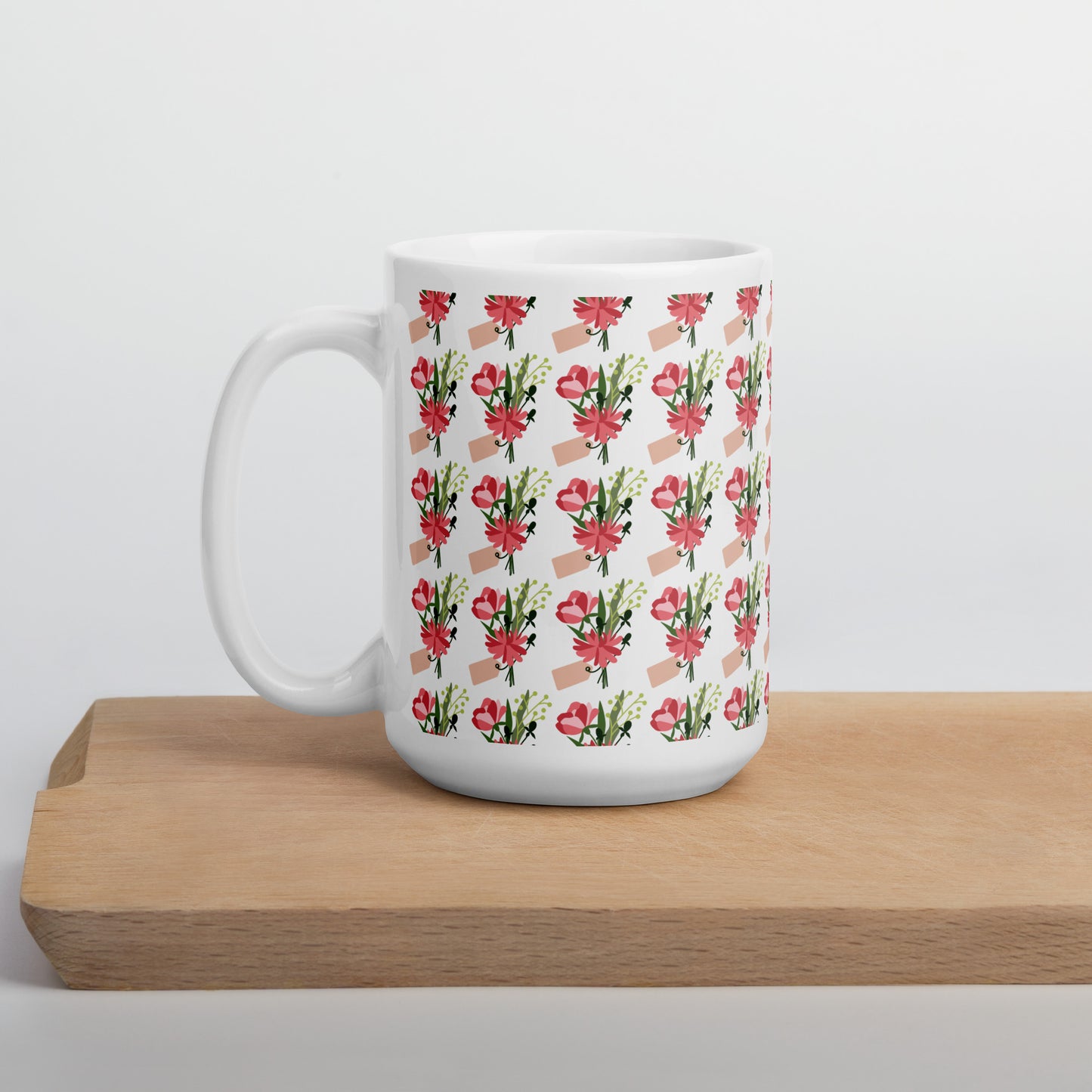 Floral White glossy mug