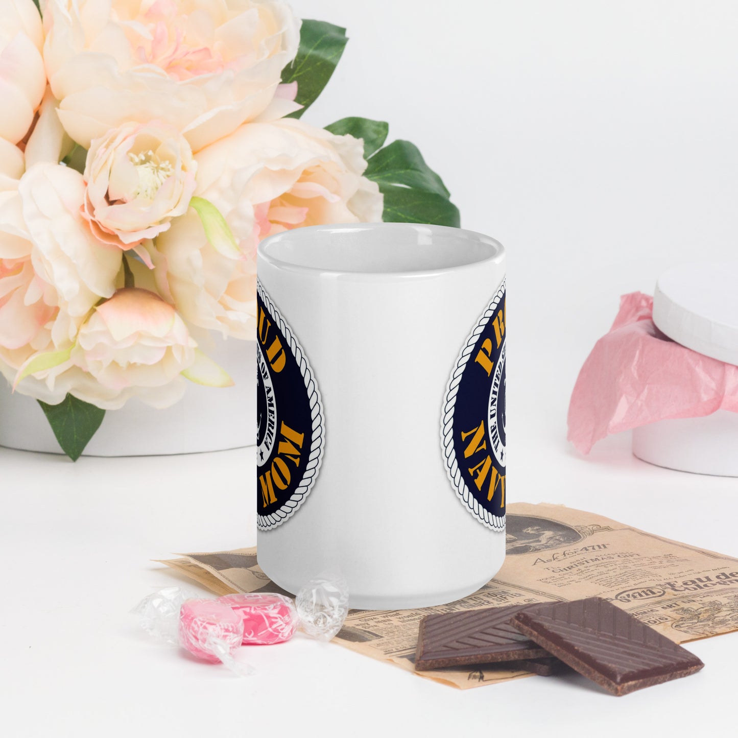 PROUD NAVY MOM TEA MUG