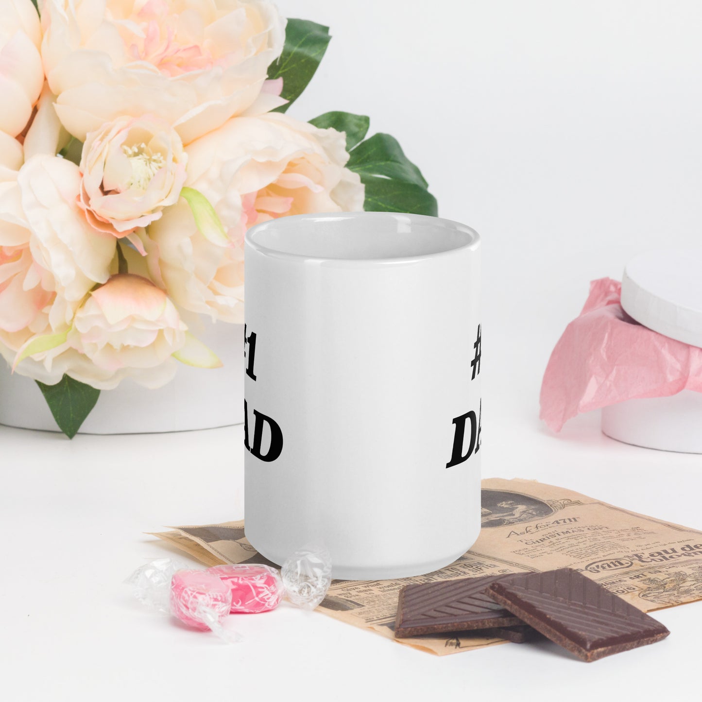 #1 DAD White Glossy Tea Mug